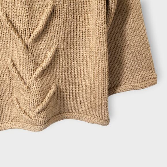 Dorothee Schumacher Braided Cable Knit Wool Flare Pullover Sweater Tan Sz 4 - Picture 3 of 12